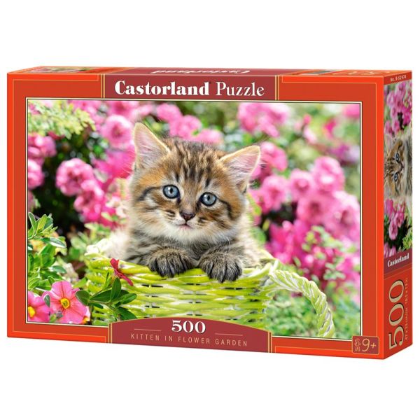 Puzzle da 500 Pezzi - Gattino nel Giardino Fiorito