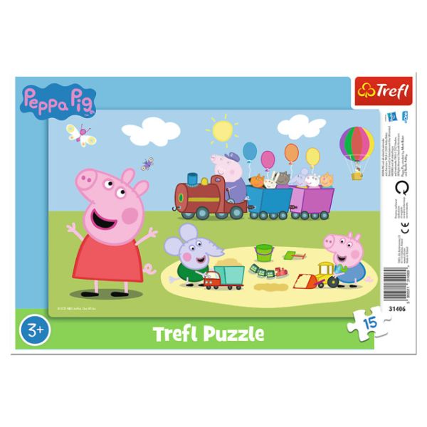 Puzzle da 15 Pezzi con Cornice - Peppa Pig: Il Treno Felice