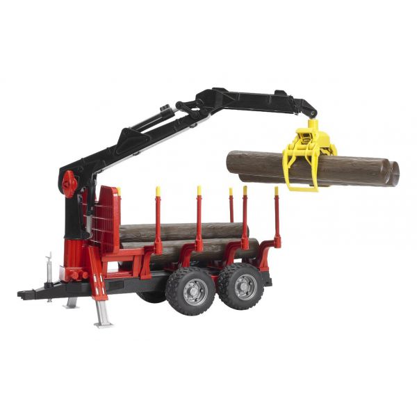 Trailer with 4 logs and mechanical arm