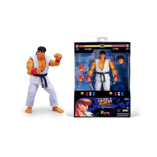 Street Fighter II Ryu Character cm.15 articulated collectible pop cult character, 25 points of articulation, interchangeable hands and head, accessories