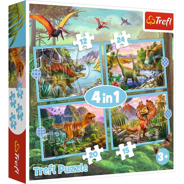 Puzzles - &quot;4in1&quot; - Unique dinosaurs / Trefl