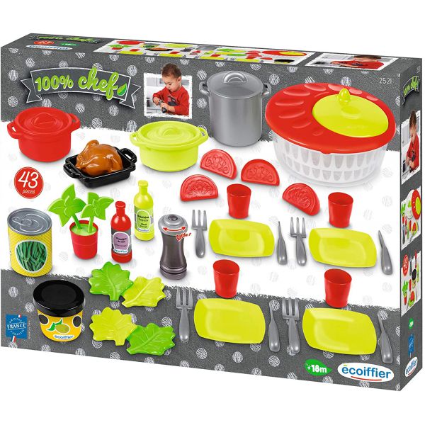 100% Chef - Kitchen Set with Salad Wash and 43 Accessories