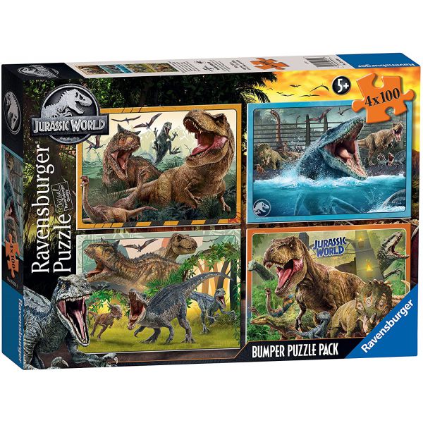 4 100 Piece Puzzles - Jurassic World
