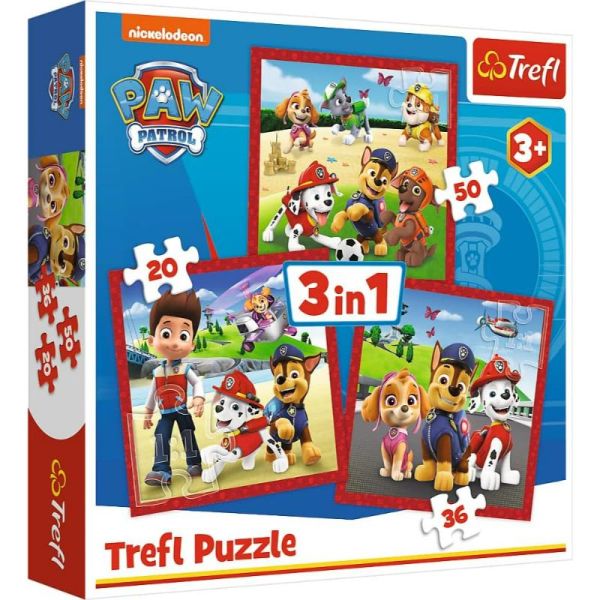 3 Puzzle in 1 - Paw Patrol: Cani Felici