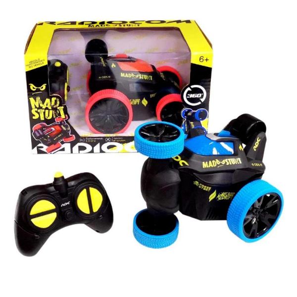 Radiocom - Mad Stunt auto stant 12.5*9.50*11.50 cm. RC 2.4 Ghz, 5 WHEELS, WITH LIGHTS 7 functions 