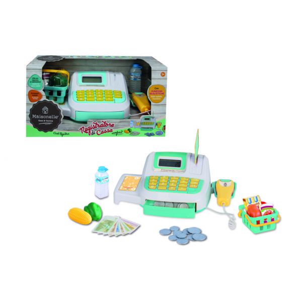 Maisonelle - Compact cash register with laser scanner, basket and accessories lights and sounds batteries not included