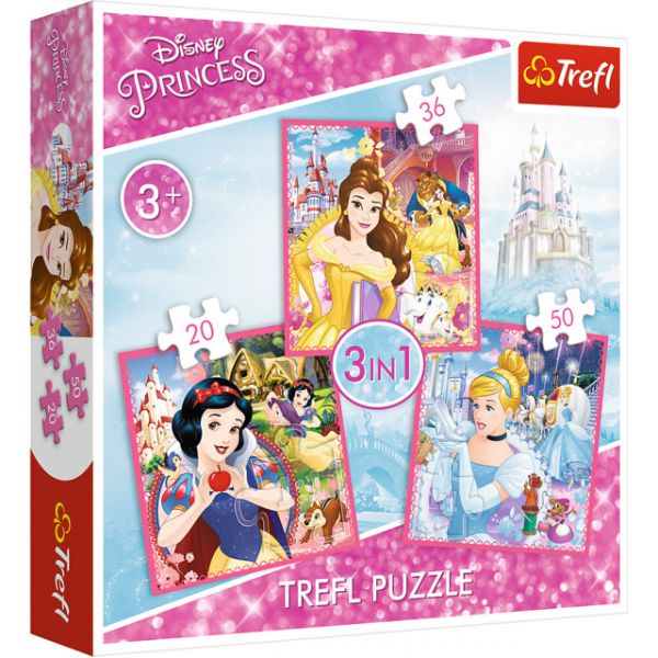 Puzzle 3 in 1 - Principesse Disney: Il Mondo Incantato delle Principesse