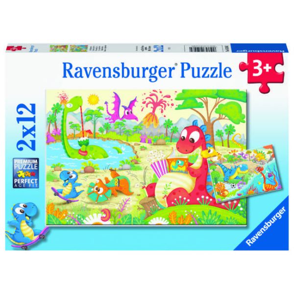2 12 Piece Puzzles - Playful Dinosaurs