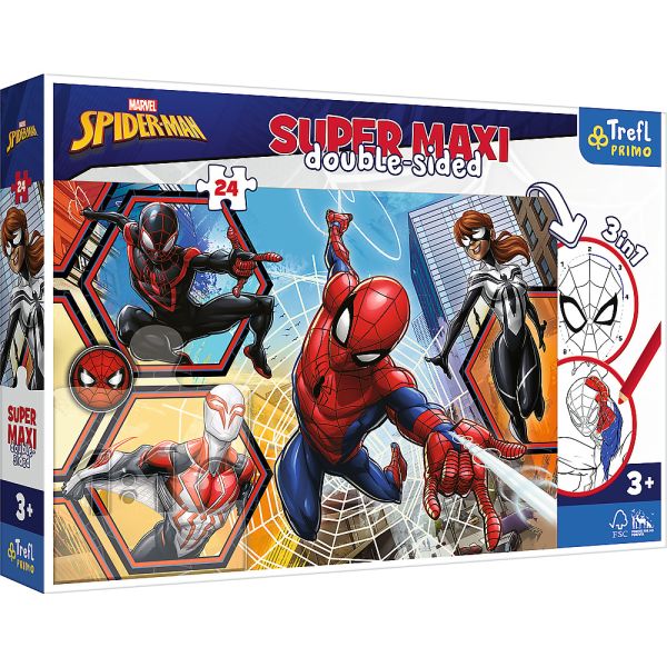 Puzzle da 24 Pezzi Maxi Double Sided - Spider-Man: Spider-Man Entra in Azione