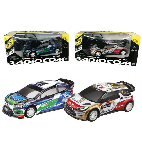 Radiocom - Auto Rally Licenza  sc. 1:20
misura: 20.50*10*7 cm.
RC 27 Mhz, 7 funzioni, con luci
Licenze:
FORD FIESTA WRC + CITROEN DS 3 WRC
