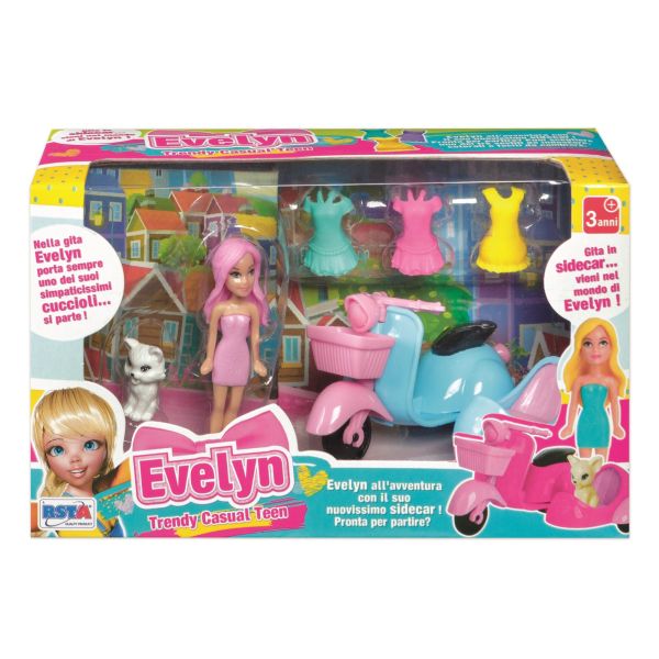 PLAYSET MINI EVELYN C. SCOOTER + 3 DRESSES