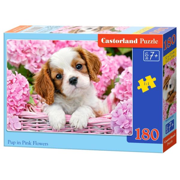 Puzzle 180 Pezzi - Pup in Pink Flowers