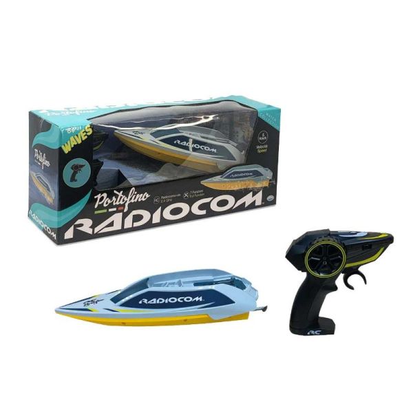 Radiocom Waves - Portofino RC 2.4 Ghz, motorboat 27*9*6.4 cm 7 functions (forward, right/left, backward, right/left, stop) playing time 12 minutes, SPEED 6 KM/H lithium battery 3 .7V 500mAh included