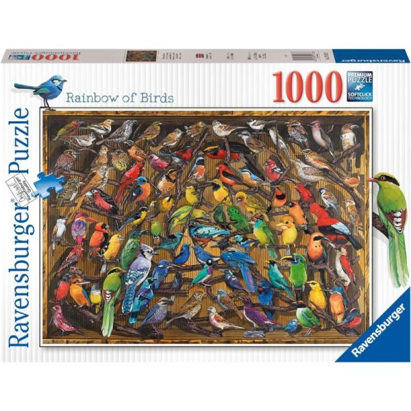 1000 Piece Puzzle - Rainbow of Birds