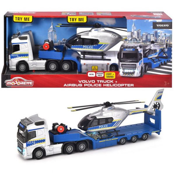 Majorette Grand Series Volvo FH-16 Police truck + helicopter, lights and sounds, cm.35