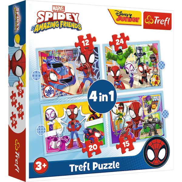 Puzzles - "4in1 (12, 15, 20, 24)" - Spiday's team / Spiday and his Amazing Friends