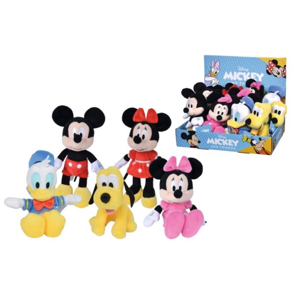 Characters cm.20 - 5 asst (3x Mickey Mouse, 2xMinnie red dress, 3x Minnie Mouse fuchsia dress, 2xPaperino, 2xPluto)