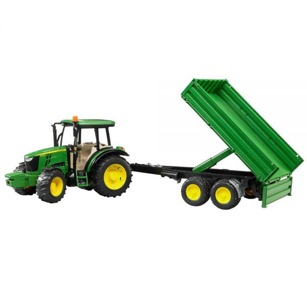 John Deere 5115 M with Trailer Equipped with Sideboards