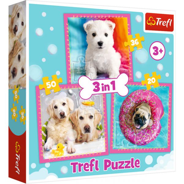 3 in 1 Puzzle - Puppies in the Bathroom
