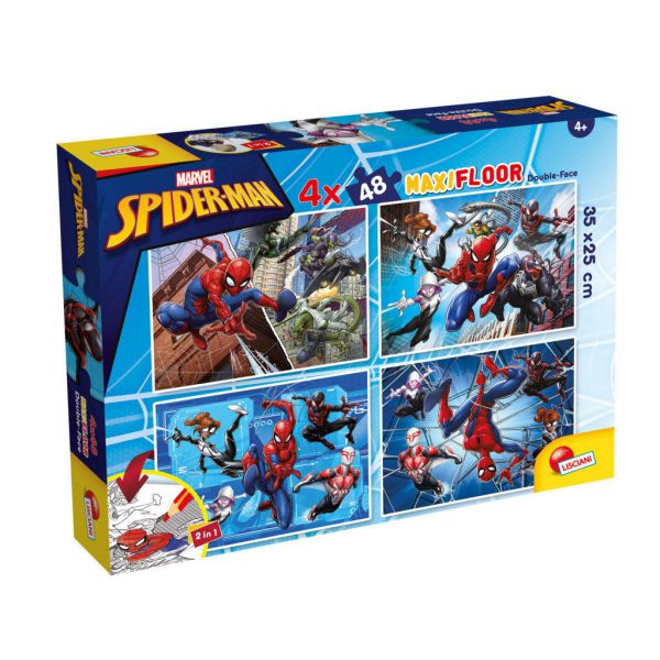 4 Puzzle da 48 Pezzi Maxi Double Face - Spider-Man