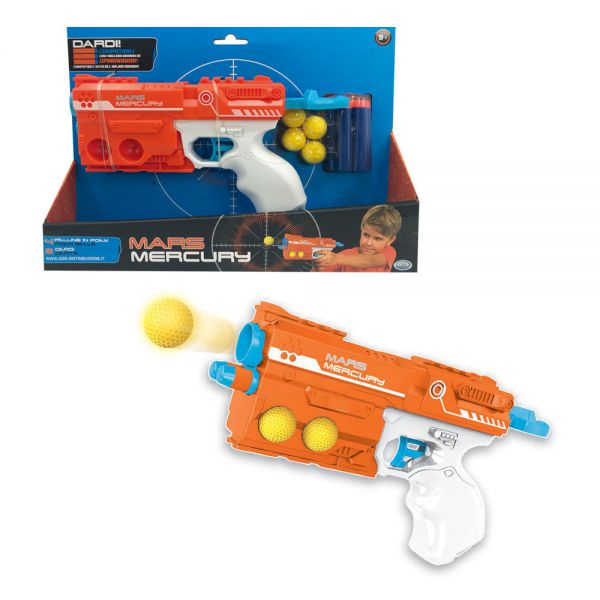 Mars - Mercury Pistol Sparadardi and balls cm. 24.8*4.4*13.80 spring loaded 4 balls and 5 darts included