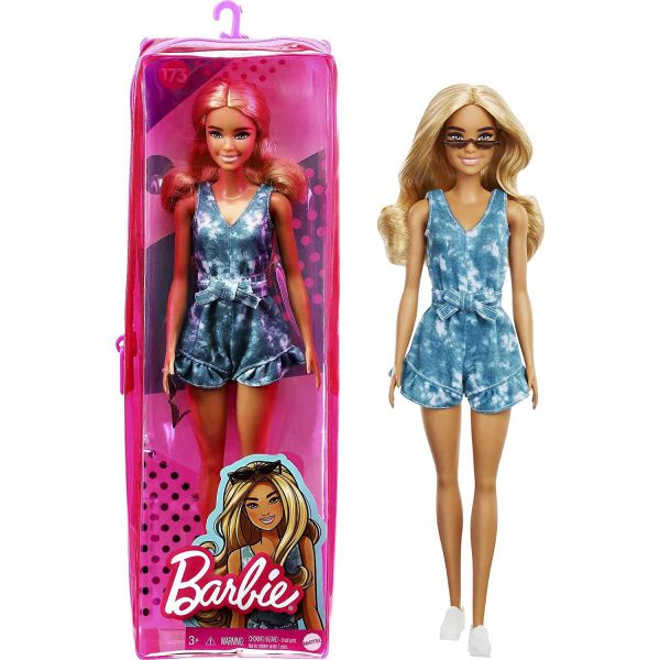 Barbie - Fashionistas: Bambola con Bionda con Vestitino Blu e Occhiali da Sole