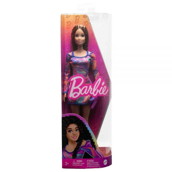 Barbie - Fashionistas: Abito Fantasia Marmorizzata Capelli Frisé