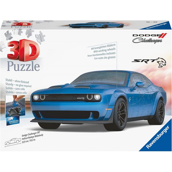 Puzzle 3D da 108 Pezzi - Dodge Challenger Hellcat Blu
