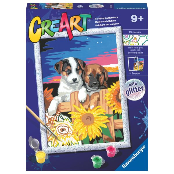 CreArt Series D Classic - Puppies with sunflowers