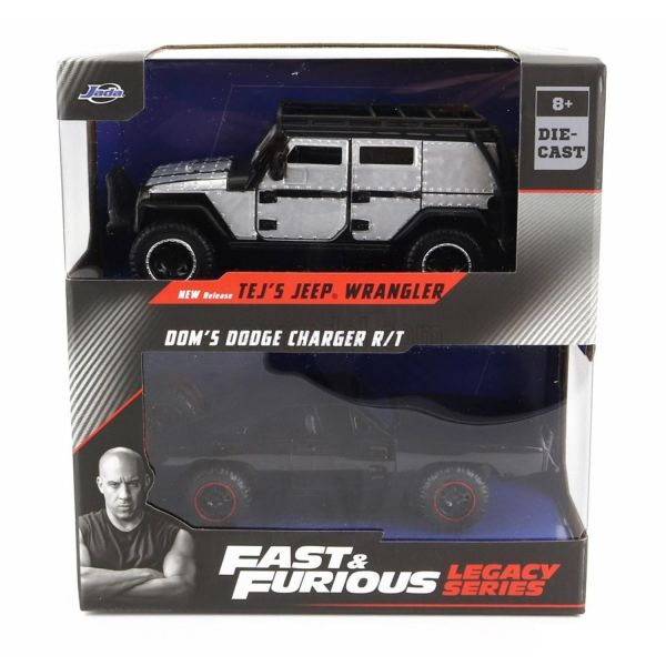 Fast & Furious - Twin Pack Scala 1:32 Jeep Wrangler e Dodge Charger R/T di Dom