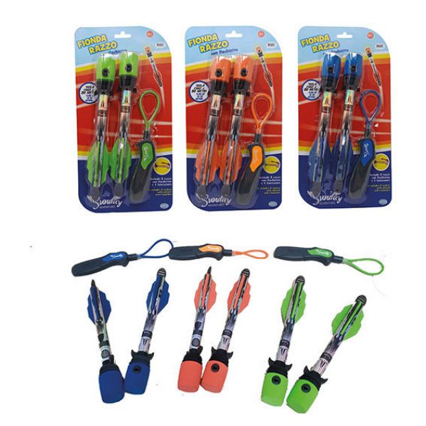 Sunday - Pack of 2 Rocket slingshot w/whistle with launcher flies up to 35m. Rocket length 27.5cm.