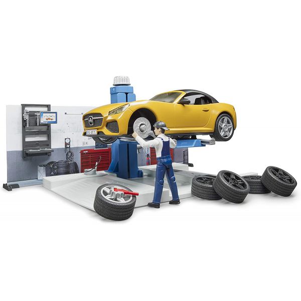 Automobile Workshop with Roadster and Accessories