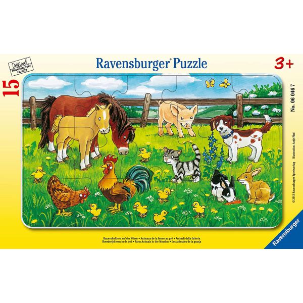 15 Piece Jigsaw Puzzle - Framed Puzzle: Farm Animals