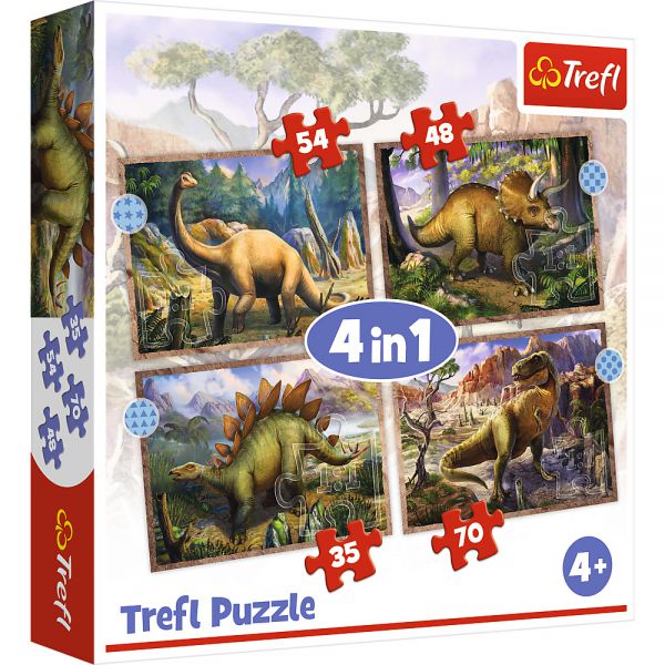 4 Puzzles in 1 - Interesting Dinosaurs