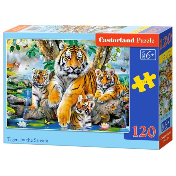 Puzzle da 120 Pezzi - Tigri Vicino al Ruscello