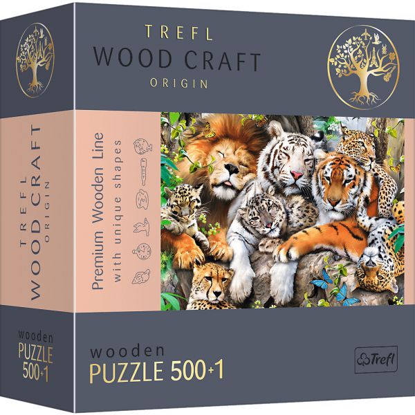 501 Piece Woodcraft Puzzle - Cats in the Jungle