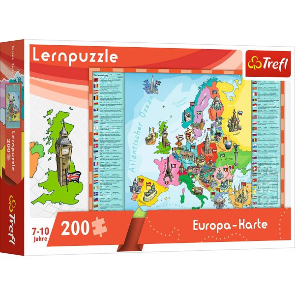 Puzzle da 200 Pezzi - Mappa dell'Europa (Ed. Tedesca)