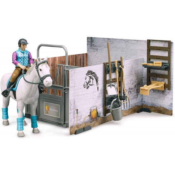 Stable with accessories and horse
