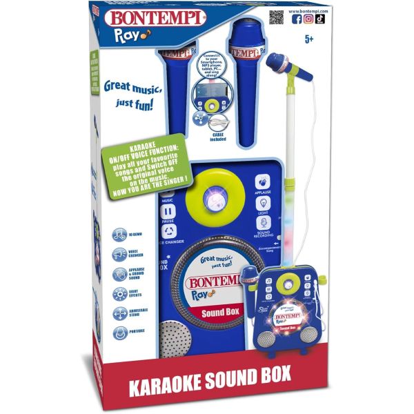 Sound box with 2 microphones with adjustable position