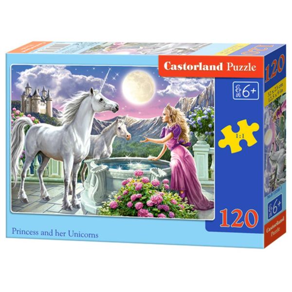 Puzzle 120 Pezzi - Princess and her Unicorns