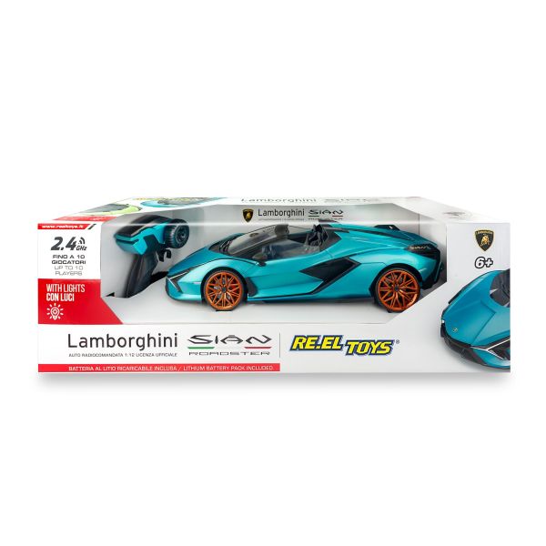 LAMBORGHINI SIÀN ROADSTER: 1:12 Scale - Rc 2.4GHz - with front and rear lights - Realistic interiors 2 assorted colors - With lithium battery + usb charging cable + batteries for the transmitter included