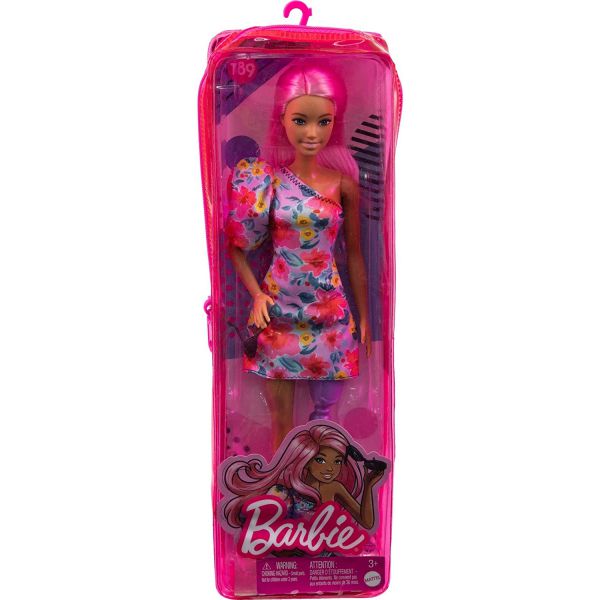 Barbie - Fashionistas: Capelli Rosa e Abito Floreale Monospalla