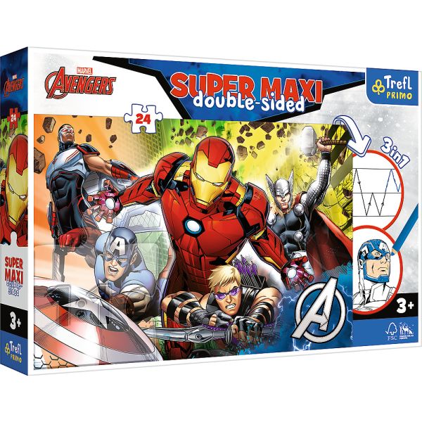 Puzzle da 24 Pezzi Maxi Double Sided - Marvel: I Potenti Avengers