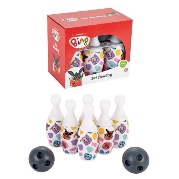 Bing - Bowling Set 6 pins with 2 balls, pins height cm. 20 plastic pin holder separator