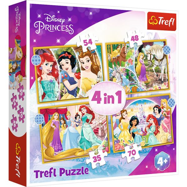 4 Puzzle in 1 - Disney Princess: Felice Giornata