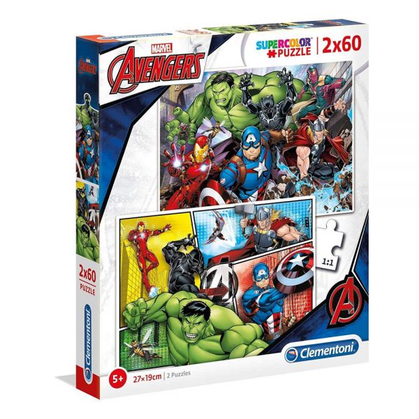 2 Puzzle da 60 Pezzi - Avengers