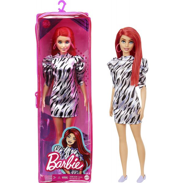 Barbie - Fashionistas: Abito Zebrato Bianco, Nero e Azzurro