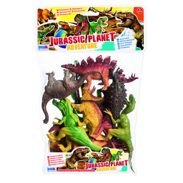 Jurassic planet adventure - busta dinosauri 8 pezzi