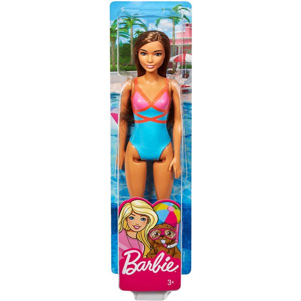 Barbie Beach Swimsuit Light Blue Brown Hair