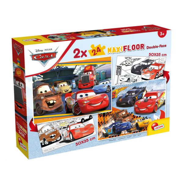 2 Puzzle 24 Pezzi Maxi Double Face - Cars
